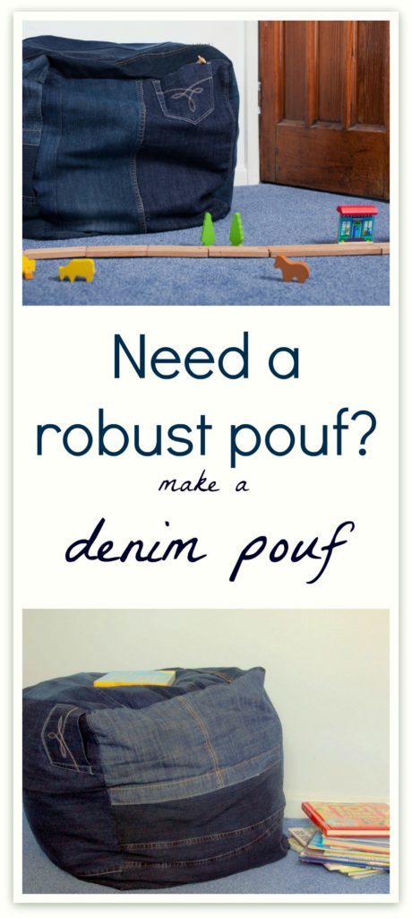 Use up old denim to create a robust foot pouf