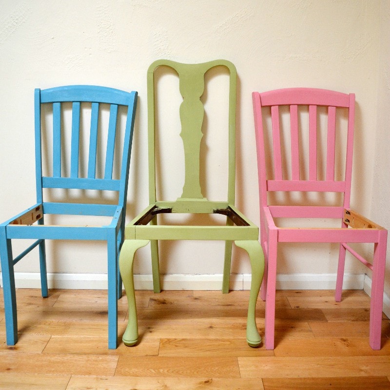 Mismatched shabby chic dining room chairs, transform chairs with chalk paint