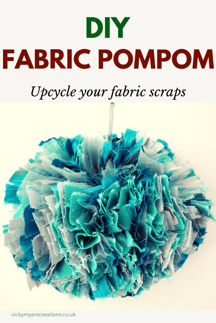 Far too many fabric scraps? learn how to make beautiful fabric pompoms. DIY fabric pompom #fabricpompom #DIYpompoms #Upcycle 