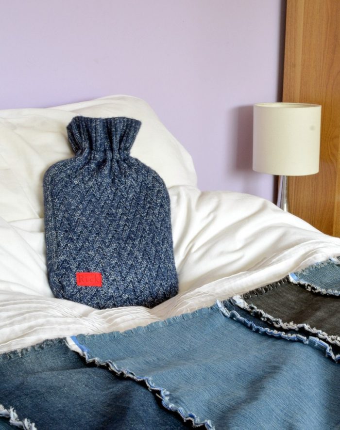 DIY Sweater Hot Water Bottle cover, with perosnalized name label. Free tutorial on the blog