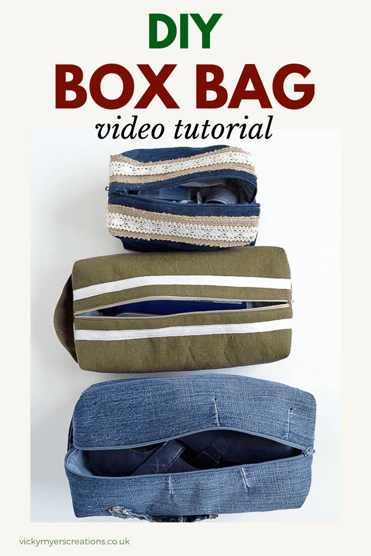 Free Box Bag pattern, Create your own lined box bags with both written DIY instructions and sewing video tutorial. Great DIY gift. #boxbagpattern #freesewingpattern