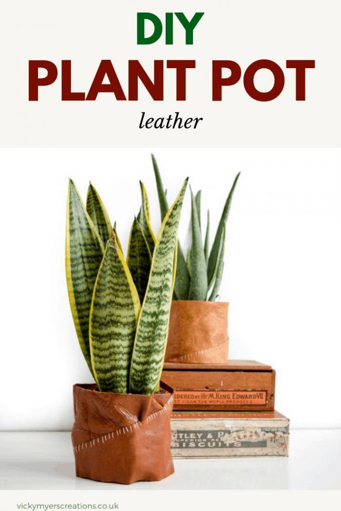 Learn how to make your own plant pot holders using scraps of leather, DIY Indoor Plant Pot Idea #DIYplantpot