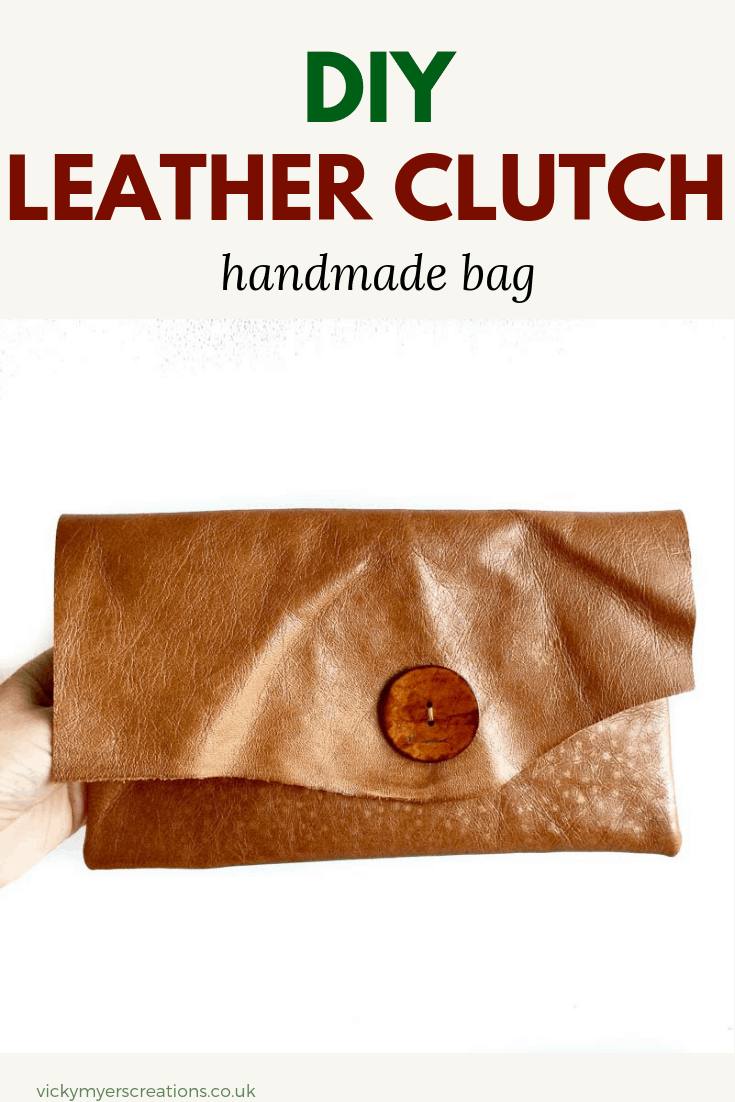 Learn how to make this gorgeous handmade leather clutch bag with step by step tutorial. You will be surprised at how easy/simple it is to make this DIY leather clutch #DIYclutchbag 