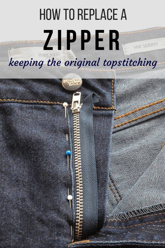 How to fix a zipper on jeans, replace the zip in a pair of jeans and keep  the original top stitching · VickyMyersCreations