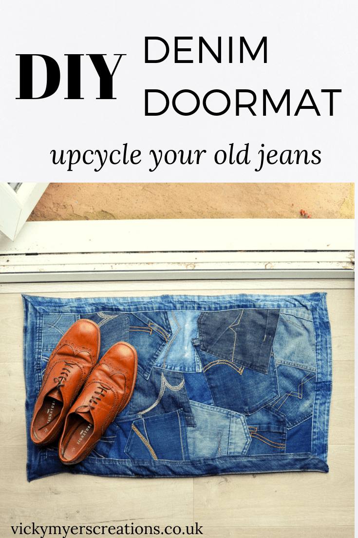 Learn how to make a DIY denim doormat from old clothes, this tutorial shows you how to reurpose your old denim jeans into a funky doormat 