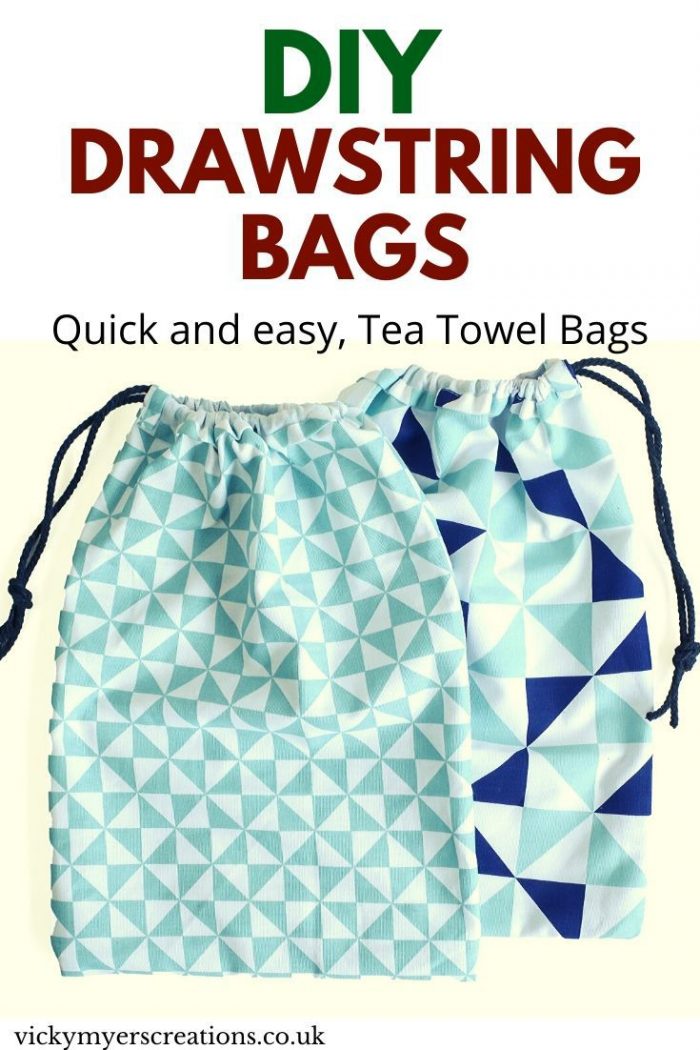 How to make a drawstring bag, using a tea towel - a super quick and easy sew, perfect for beginners