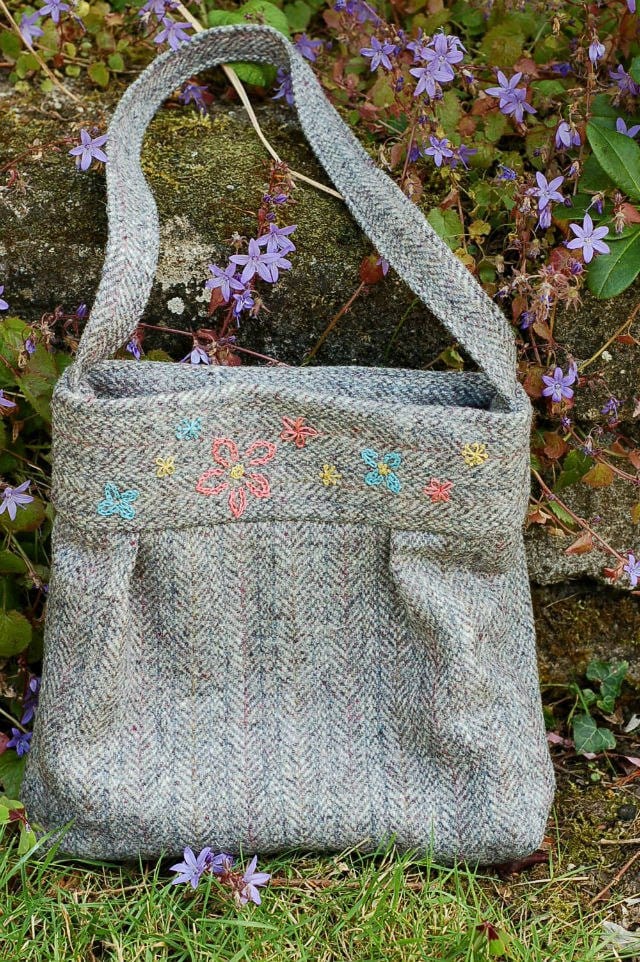 Embroidered Tweed Bag