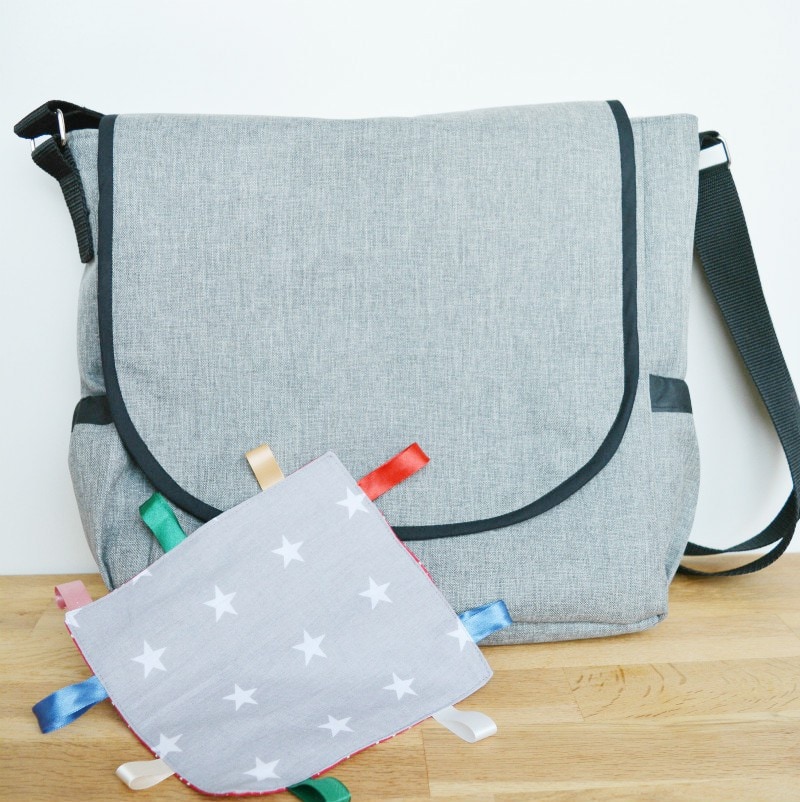 Handmade changing bag with baby taggy, a great gift set