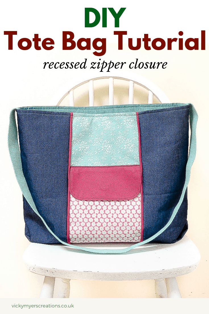 Tote Bag Pattern with Zipper, in just 7 steps