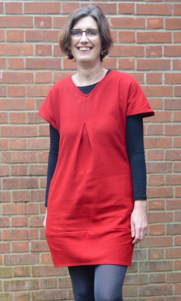 Celebrating Christmas – my new red dress. Tulip Dress Sew Different