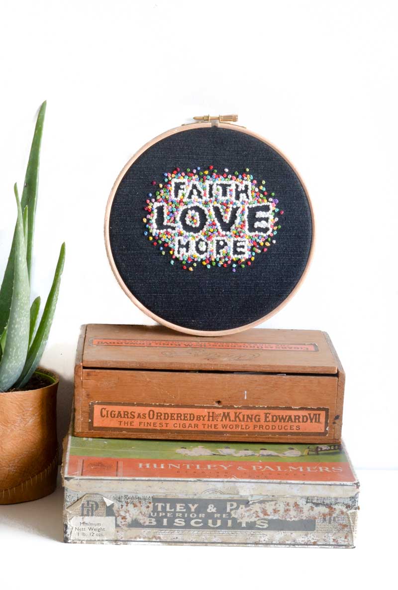negative space embroidery hoop art, embroidery art quote, DIY embroidery hoop pattern