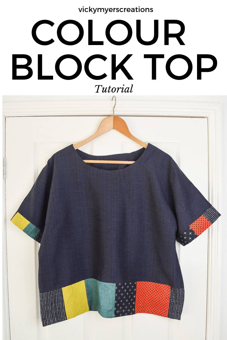 Sew a staple boxy top for your everyday wardrobe using your fabric scraps to add your personality. Learn how to adapt a standard pattern to include blocks of colour. #colourblock #refashion