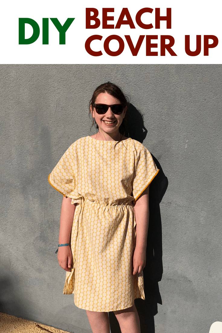 Learn how to make a super easy DIY beach cover up dress, using a dress in your wardrobe as a template make your own DIY bathing suit cover up