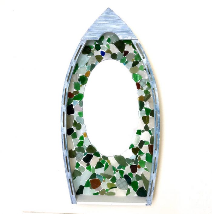Easy DIY Sea Glass Mirror - beach themed decor