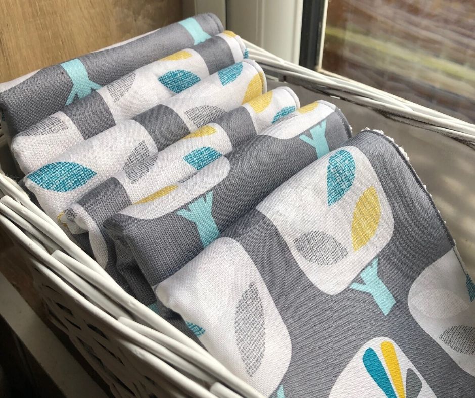 This DIY for unpaper towels involves no snap's - grab a reusable paper towel from a basket and you are good to go, quick and easy. Unpaper towels are an easy eco swap, ditch the single use kitchen paper towels, and make yourself some lovely reusable fabric ones.