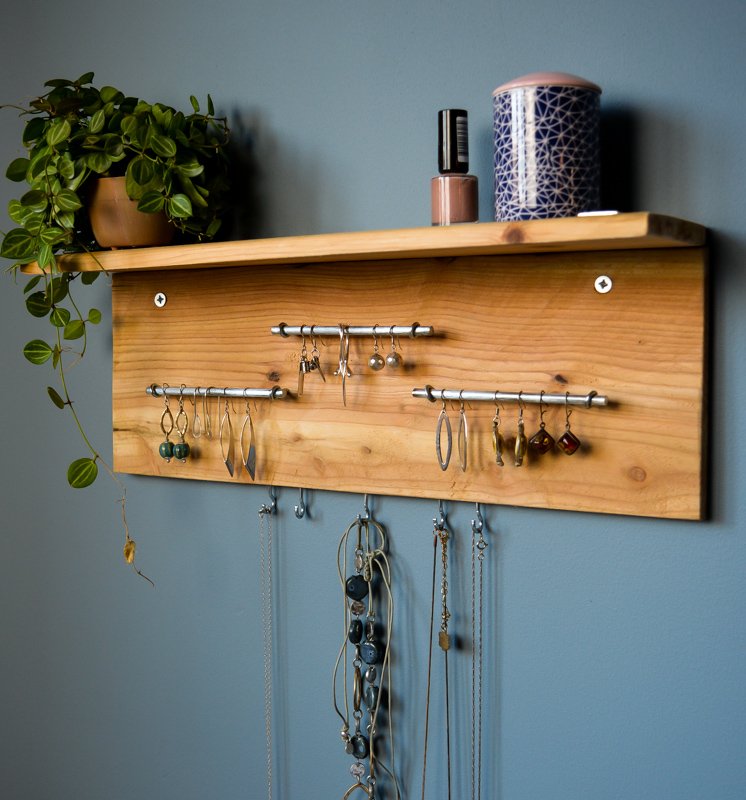 Learn how to make a stylish wall mounted jewelry holder